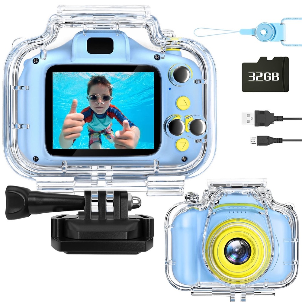 Waterproof digital camera for kids32Gb memory card